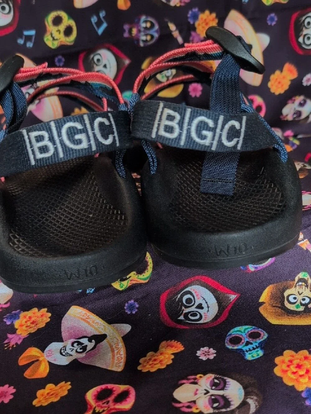 Chaco Black Sandals with Blue & Pink Straps - Picture 3 of 6